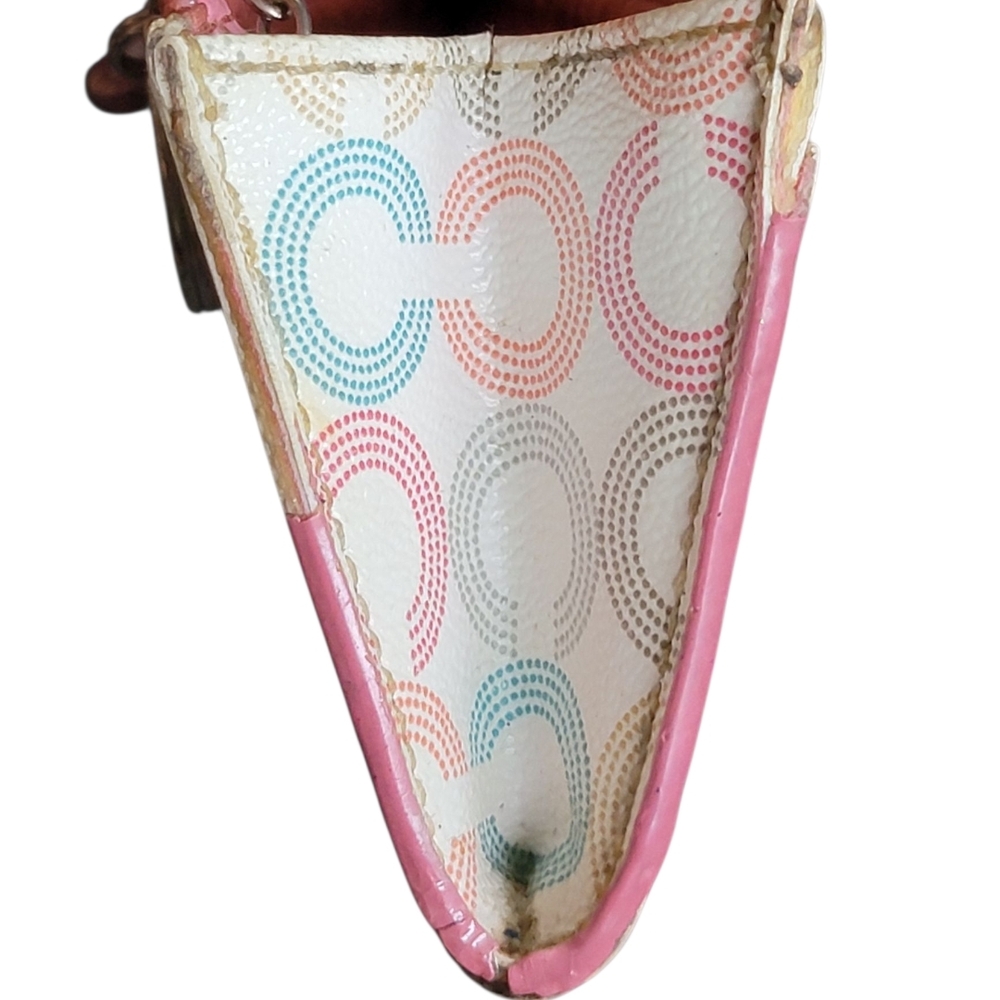 Coach Waverly Optic Art Coin Purse  multi-color signature C W/ Pink Leather Trim - Picture 9 of 15